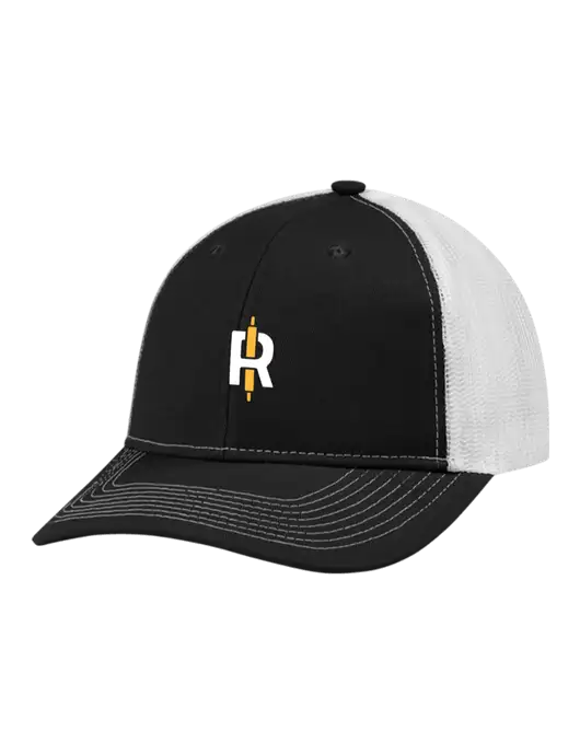 Snapback Ponytail Trucker Cap Black w/White Mesh w/Rise Baking Logo
