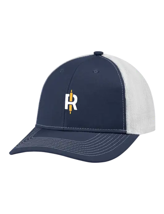 Snapback Ponytail Trucker Cap Navy w/White Mesh w/Rise Baking Logo