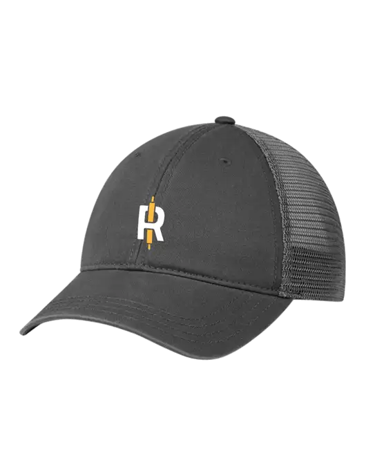 Richardson 111 Garment Washed Trucker Cap Charcoal w/Charcoal Mesh w/Rise Baking Logo