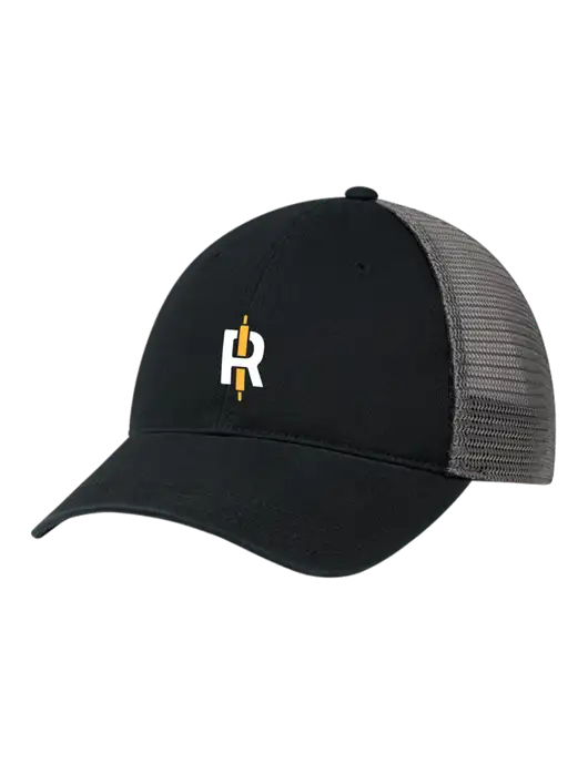 Richardson 111 Garment Washed Trucker Cap Black w/Charcoal Mesh w/Rise Baking Logo