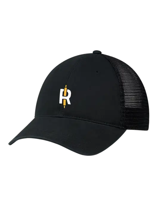 Richardson 111 Garment Washed Trucker Cap Black w/Black Mesh w/Rise Baking Logo