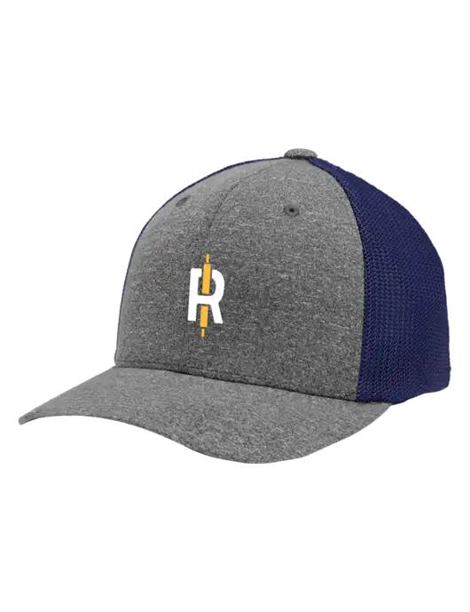 Flexfit Navy/Medium Grey Heather Melange Mesh Back Trucker Cap w/Rise Baking Logo