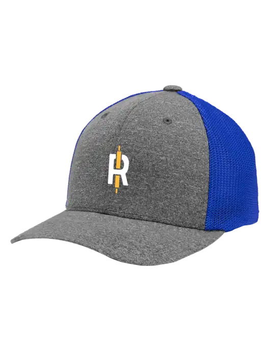 Flexfit Royal/Medium Grey Heather Melange Mesh Back Trucker Cap w/Rise Baking Logo