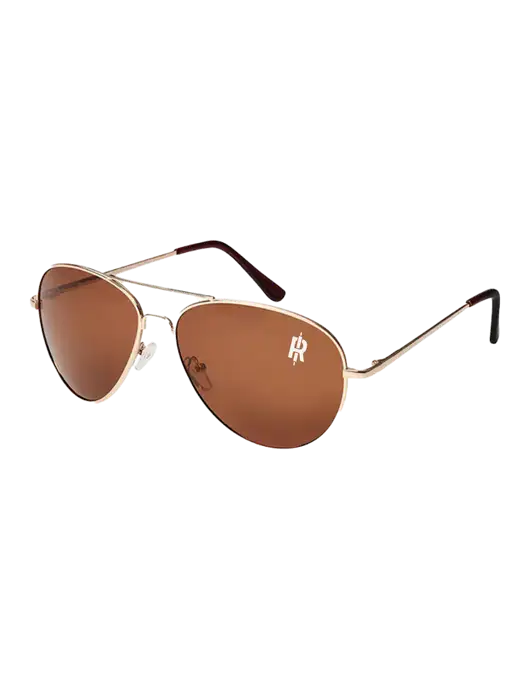 Aviator Coffee Brown with Gold Sunglasses  w/Rise Baking Logo