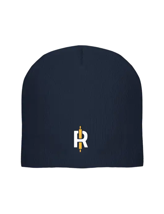 Solid Navy Element Knit Beanie w/Rise Baking Logo