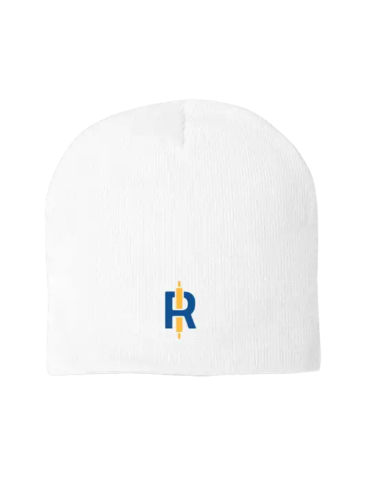 Solid White Element Knit Beanie w/Rise Baking Logo