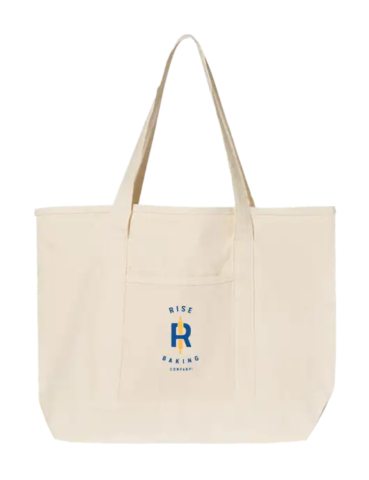 Natural Large Canvas Deluxe Tote w/Rise Baking Logo