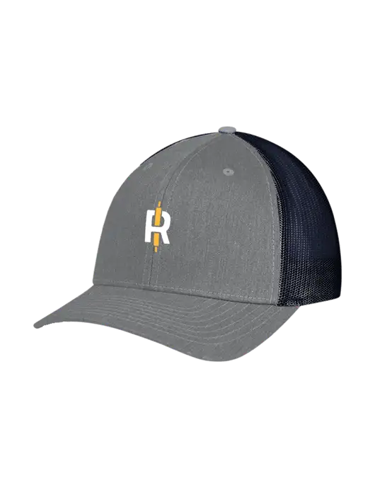 Richardson Adjustable Snapback Original 112 Trucker Cap Heather Grey w/Navy Mesh w/Rise Baking Logo